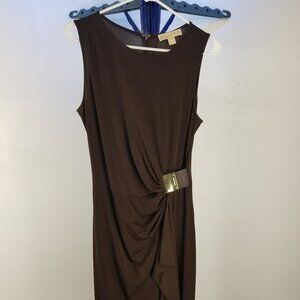 Michael Kors Brown Dress w/ Gold Accent Belt Detail – Size M